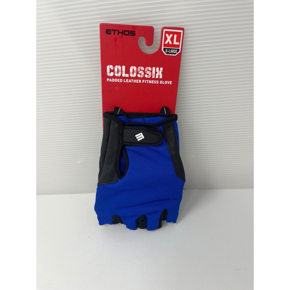 Ethos Colossix Padded Leather Fitness Gloves Blue Black XL ETHA601BLU Mens Gym